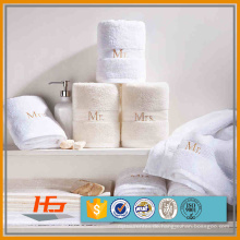 Hohe Qualität Herr Frau Stickerei Logo Reiner Baumwolle Weiß Handtücher Set